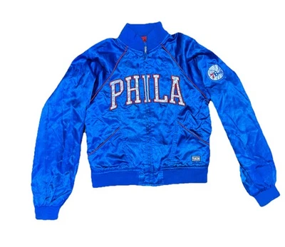 Vintage Philadelphia 76ers Satin Jacket Large G lll Carl Banks Hardwood Classic - Image 1 of 4