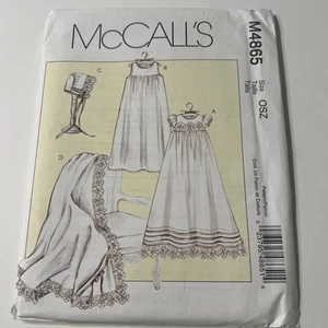 McCall’s 4865 Infant Dress Bonnet Slip Blanket Pattern Christening Baptism - Picture 1 of 9