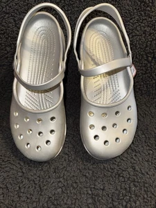 CROCS Women Size 11 Gray Dual Strap Sandals Slip On. S43 - Picture 1 of 5