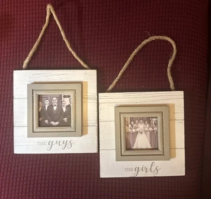 SET OF (2) MUDPIE FARMHOUSE “THE GIRLS” “THE GUYS” FRAMES - Picture 1 of 5