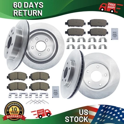 Front & Rear Disc Rotors + Brake Pads for 2008-2010 2011 2012 2013 Nissan Rogue Foto 1 de 4