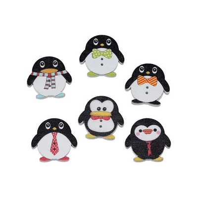 30pcs Cute Penguin Wood Buttons for Crafts DIY Sewing Scrapbooking Decor 25x24mm - Image 1 of 4