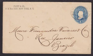 US Sc U294 used 1888 1c Entire to Rio Janeiro, Brazil - Picture 1 of 1