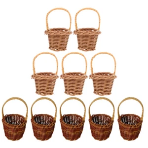 10 Pcs Handmade Baskets with Handles Mini Flower Miniature Woven - Picture 1 of 12