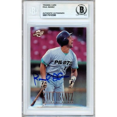 Raul Ibanez Signed 1996 Fleer Excel #105 BAS Slabbed Seattle Mariners MiLB Auto - Image 1 of 4