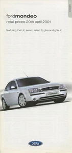 CAR PRICE LIST BROCHURE - FORD MONDEO - 20TH APRIL 2001 - Picture 1 of 1