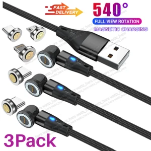 180°+360° Rotate Magnetic Charger Cable Phone Fast Charging Type C Micro USB IOS - Picture 1 of 17