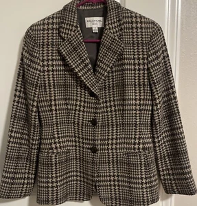 Emanuel Ungaro Women's Houndstooth Blazer Tan and Black Size 2/36 EUC - Picture 1 of 8