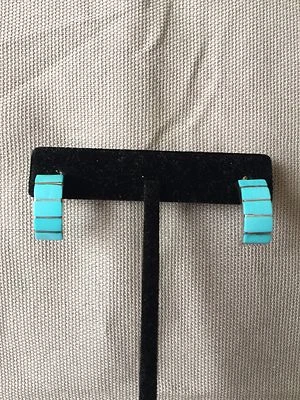 Turquoise Half-Hoop Earrings Sterling - Image 1 of 4