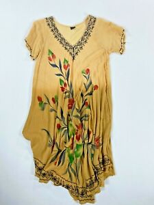 Vintage Kleid / Freizeitkleid f. Damen - Gr.40 - braun - Blumen - Viskose