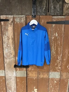 Puma Windcell Track Jacket Coat Top 1/4 Zip Blue Logo Kids Boys Size Asia 130 - Picture 1 of 15