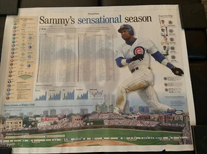 Vintage Sammy Sosa 1998 Chicago Cubs Tribune Poster Insert - Picture 1 of 6