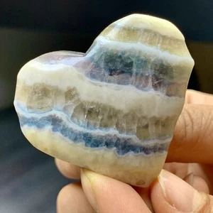 63G Natural fluorite feather crystal heart-shaped hand polished love specimen - Picture 1 of 24