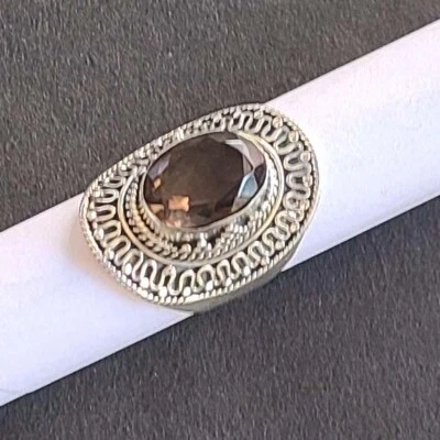 Smoky Quartz 925 Sterling Silver Handmade Dainty Fine Ring All Size Available - Image 1 of 4