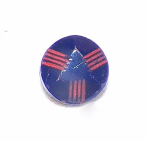 Art Deco Glass Button Navy Blue Red Lines Diminutive Dimi Czech Vintage #52 - Picture 1 of 3