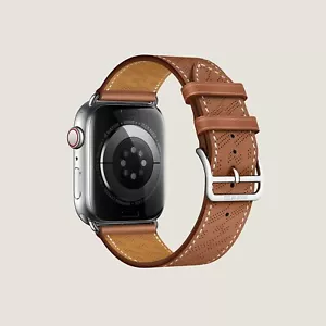 46mm Apple Watch Hermès Gold Swift H Diagonal Single Tour Strap ONLY - NIB - Picture 1 of 4
