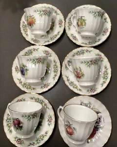 Vintage Crown Trent Staffordshire Fine Bone China, 12-teiliges Set. Obst & Blumen - Bild 1 von 7