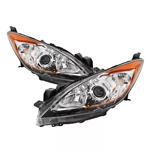 For 2010 2011 2012 2013 Mazda 3 Chrome Headlight Headlamp Left & Right - Picture 1 of 11