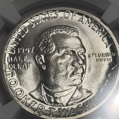 1947 US Commemorative Half Dollar 50c Booker T. Washington PCGS MS66+ CAC GEM!! - Image 1 of 4
