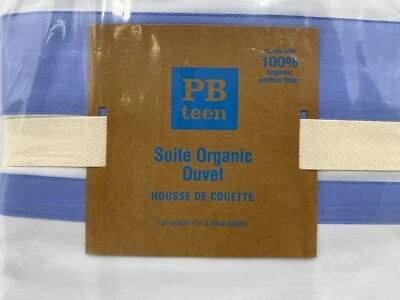 Funda nórdica orgánica Pottery Barn Teen Girls Suite Periwinkle Full Queen #J55B Foto 1 de 4