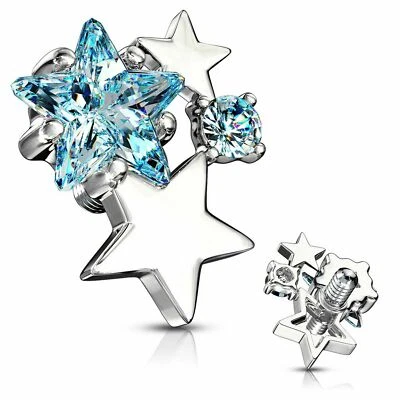 Piercing superior con cabeza de anclaje dérmico roscado interno estrella de racimo CZ Foto 1 de 2