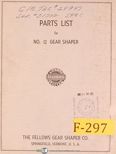 Fellows Nr. 12, Getriebeformer, Teileliste Handbuch Bj. (1958) - Bild 1 von 3