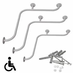 Pasamanos de ducha mango angular con guía de barra horizontal de 50 a 70 cm blanco  - Imagen 1 de 10