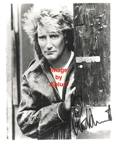 Rod Stewart autografiado en blanco y negro reimpresión 8" x 10"  - Imagen 1 de 1