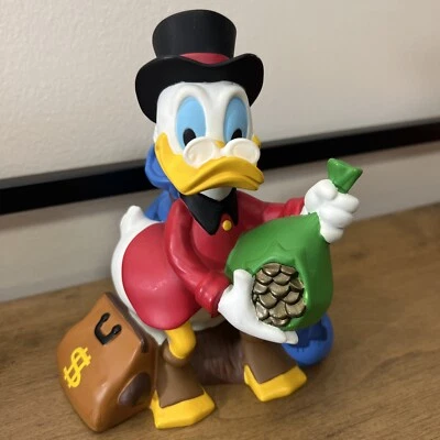 Walt Disney Scrooge McDuck Money Bags Old Piggy Bank-Rare-With Key!!   7” - Image 1 of 4