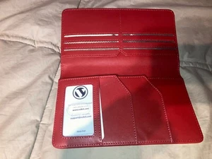 VULKIT Red Leather Passport Travel Wallet RFID Blocking for Men & Women NEW - Picture 1 of 3