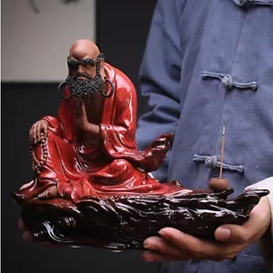 El último disponible porcelana arcilla púrpura dharma estatua quemador de incienso decoración - Imagen 1 de 11