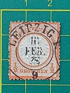 Deutschland Briefmarke 1872, Sc A1, #3, 1/2gr rot orange, gebraucht, OG CV 1.050 $ - Bild 1 von 6
