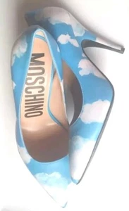 MOSCHINO Heels Sky Blue Cielo Clouds Leather Heels Couture Milano Sze 36 - Picture 1 of 14