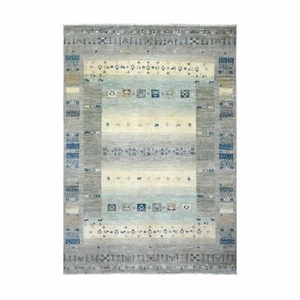 6'1"x9' Gray Soft Wool Hand Knotted Afghan Kashkuli Gabbeh Design Rug R72067 - Picture 1 of 7