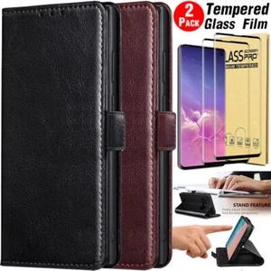 For Samsung Galaxy S10/S10E/S10 Plus Wallet Leather Case Cover / Tempered Glass - Picture 1 of 25