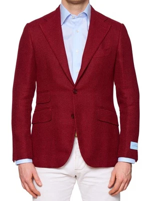 BELVEST Raspberry Color Micro Silk-Linen-Cotton Ticket Pocket Jacket NEW Slim - Image 1 of 4