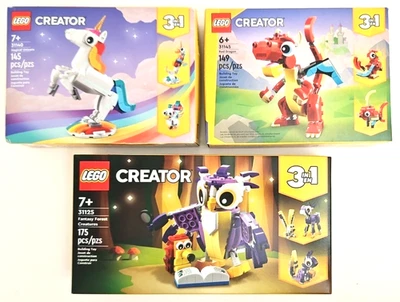 LEGO 3-en-1 Fantasy Creatures Kit de Construcción Lote - 3 NUEVOS Juegos de Animales Míticos Foto 1 de 4
