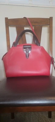 NWOT Nicoli Made In Italy Real Leather Red Burgundy & Black Satchel Purse  - Image 1 of 2