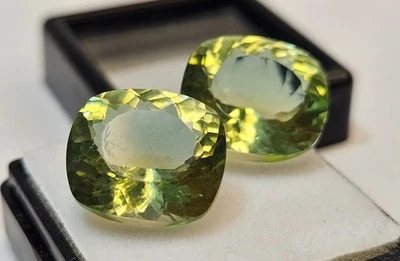 Fabulous Bi-Colour Tourmaline 14+ Ct Natural Cushion Cut Pair Loose Gemstone - Image 1 of 4