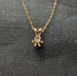 Vintage synthetischer Diamant Anhänger an 15" goldfarbener Kette - Bild 1 von 7