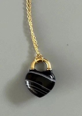 Pulsera con dije de corazón de piedra negra/gris Kate Spade 100 % auténtica Foto 1 de 4