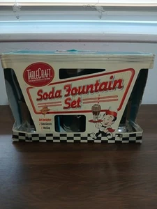 TABLECRAFT Soda Fountain Set Diners Car Hop 2 Soda Glasses 1 Malt Cup - Picture 1 of 3