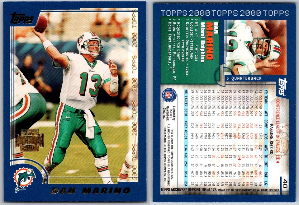 2001 Topps Archives DAN MARINO Base Card #106 Miami Dolphins HOF - Image 1 of 1