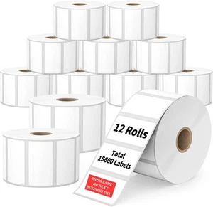 12 Rolls 2x1 Direct Thermal Labels 1300/PR for Zebra LP2824/2422/2844 ZP450/500 - Picture 1 of 3