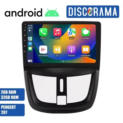 AUTORADIO ANDROID PEUGEOT 207 2006-2015 STEREO AUTO TOUCH 9" WIFI NAVIGATORE - Immagine 1 di 4