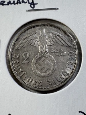 Moneda de plata de 2 marcos Alemania 1939-D Foto 1 de 4