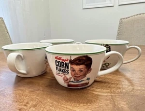 Vintage Kellogg’s Corn Flakes Cup Cereal Bowl Norman Rockwell Set Of 4 - Picture 1 of 7