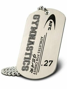 Gymnastics Stainless Steel Dog Tag Necklace-Phil 4:13 Shields of Strength - Picture 1 of 4
