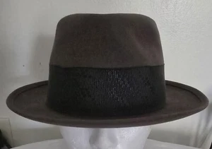 Vintage Deluxe Stevens Brown Wool Felt Fedora Porkpie Hat Sz 7 - Picture 1 of 7