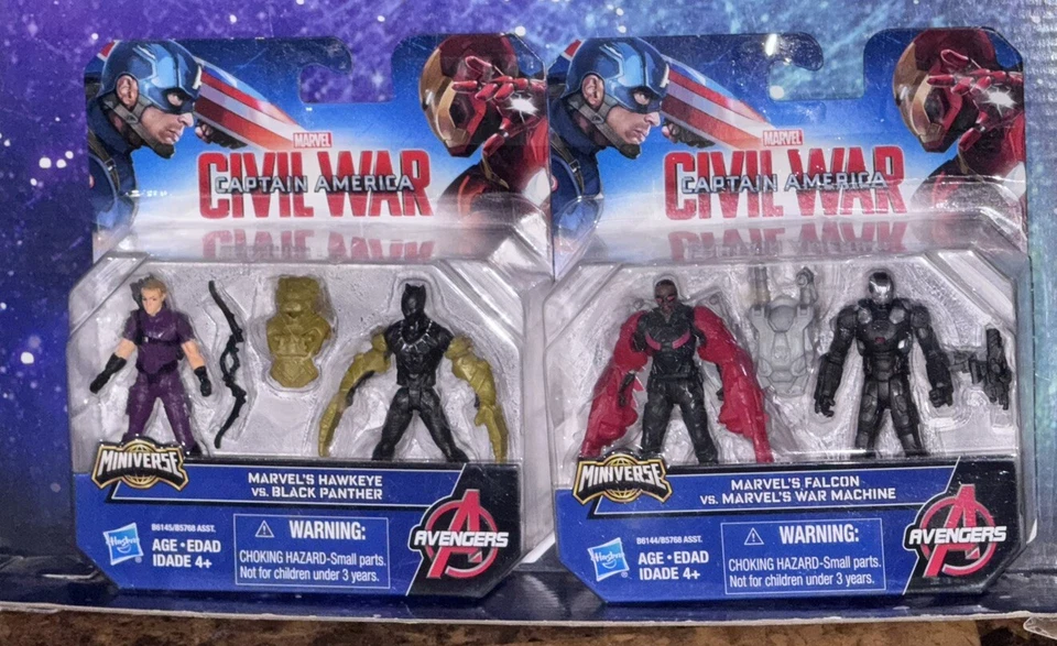 Marvel Miniverse Capitán América: Civil War lote de 2 paquetes Falcon War Machine Hawkey Foto 1 de 1